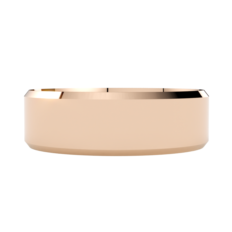 płaska obrączka fazowana z różowego złota 7 mm